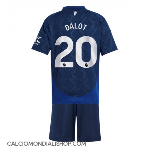 Maglie da calcio Manchester United Diogo Dalot #20 Seconda Maglia Bambino 2024-25 Manica Corta (+ Pantaloni corti)